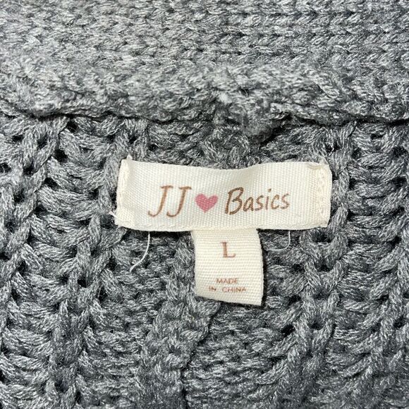 JJ❤️Basics Gray Large Bat Sleeves Sweater Knit Cardigan High-Low Open Front - Picture 4 of 5